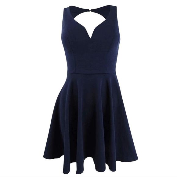 B Darlin Juniors' V-Neck Fit & Flare Dress - Picture 1 of 7